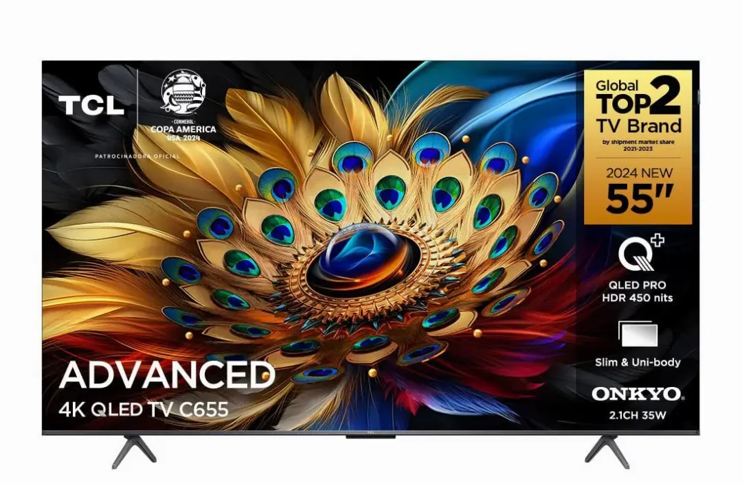 (App) Smart Tv 55 Qled 4k Tcl 55c655 Com Processador Aipq, Google Tv, Hdr10+, Dolby Vision E Atmos